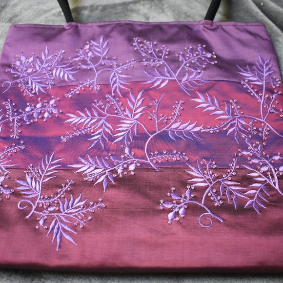 Iridescent Embroidered and Beaded Zipper Top Purse - Picture 16 of 16